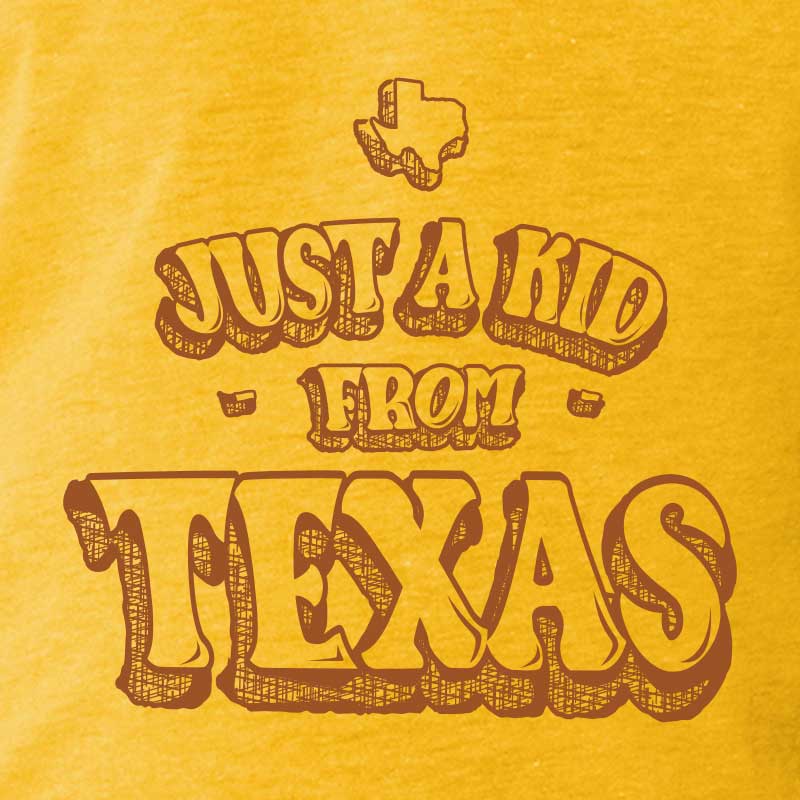 Just A Kid Fom Texas T-shirt, Texas Youth Tee, Texas Youth shirt, yellow youth tee, Bella+Canvas Yellow Tshirt