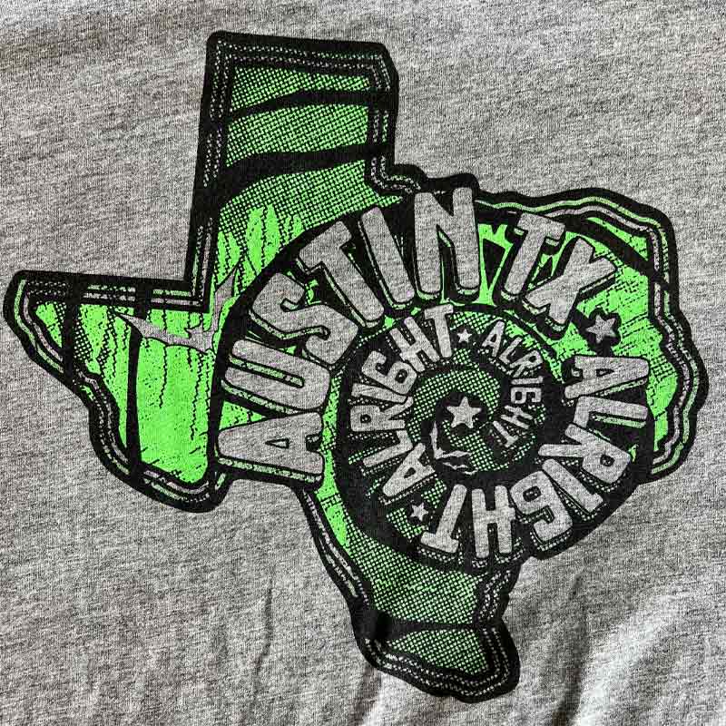 Listo! Verde! Let's Go! Austin FC t-shirt, Alright, Alright, Alright T-shirt, grey Austin shirt, Bella+canvas