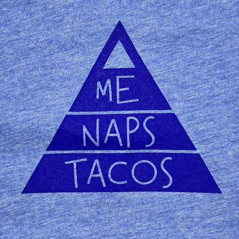 Mom Pyramid onesie, Bella+canvas blue onesie, naps, tacos, baby onesie