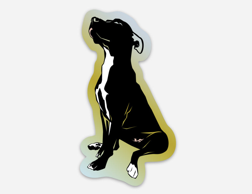 rescue puppy, rescue dog, pit mix, pitty love, pit dog love, sweet puppy, puppy sticker, hologram sticker, sticker, vinyl sticker, pet rescue, pittie rescue