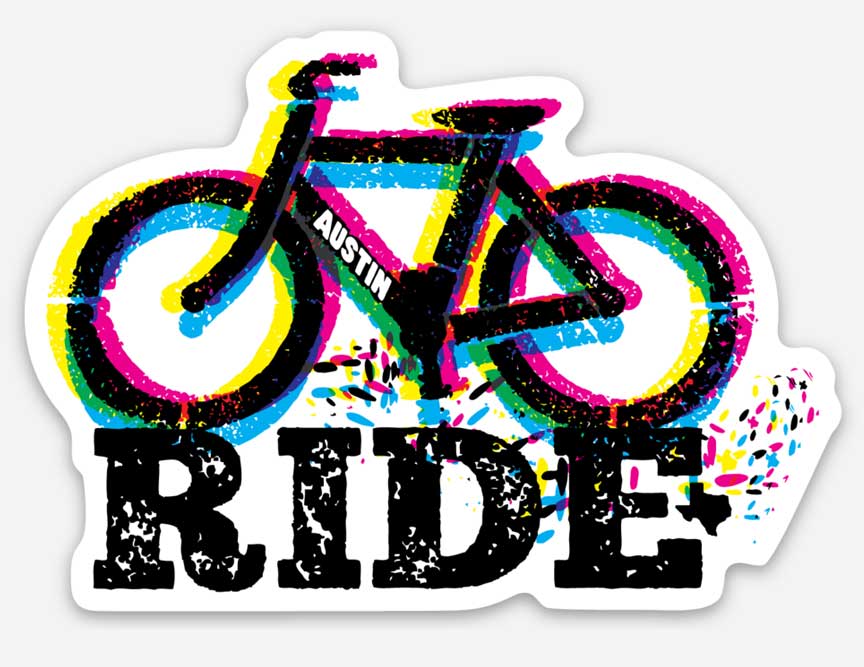 Bicycle sticker, Bike Austin, Texas, Cycling sticker, Ride Texas vinyl sticker