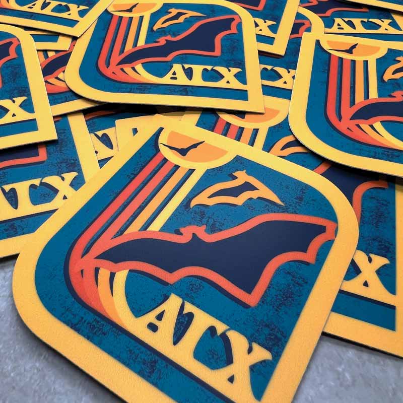 Austin Bat Sticker, Austin Texas Bat sticker, bats, Austin, texas, vinyl sticker, retro sticker