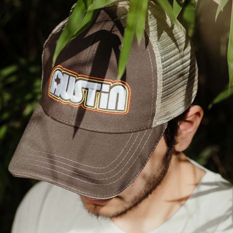 Retro Austin Trucker Cap by Gusto Graphic Tees - Texas cap, texas hat, Austin hat, Austin Texas 