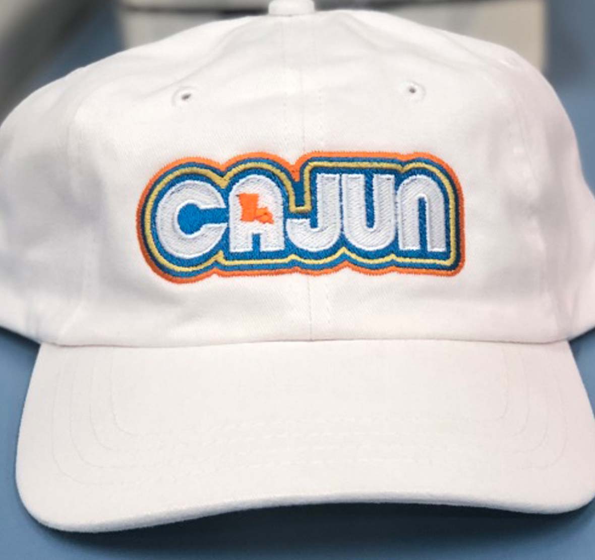 Retro Cajun Dad Hat by Gusto Graphic Tees - Louisiana hat, Front View of hat