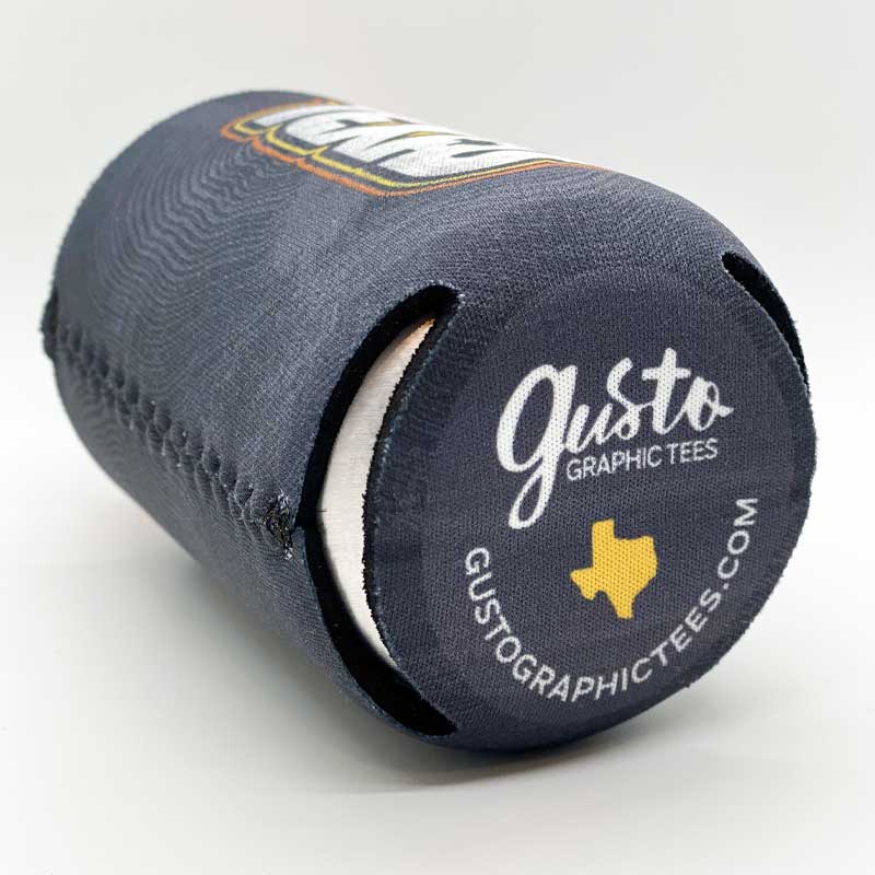 Retro Texas Beer Can Cooler, Neoprene Can Cooler, Retro Texas Beer Design designed by Gusto Graphic Tees