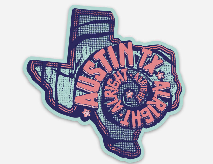 Spiral ATX Sticker | Austin Texas Vinyl Sticker | Gusto Graphic Tees