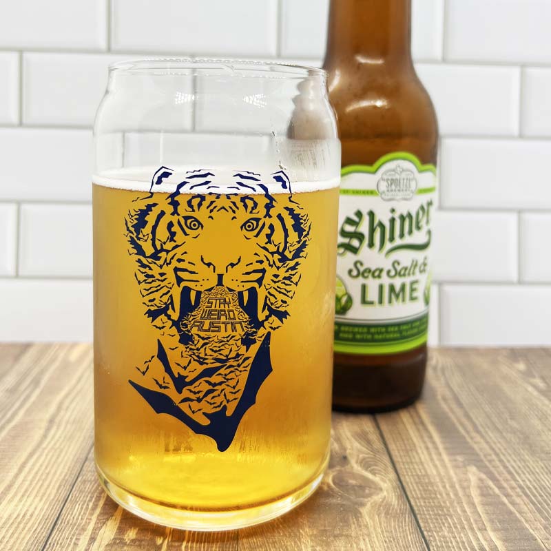 Stay Weird Austin 16oz Can Glass, Texas Beer, Pint Glass, Austin Texas drinkware, Stay Weird Austin