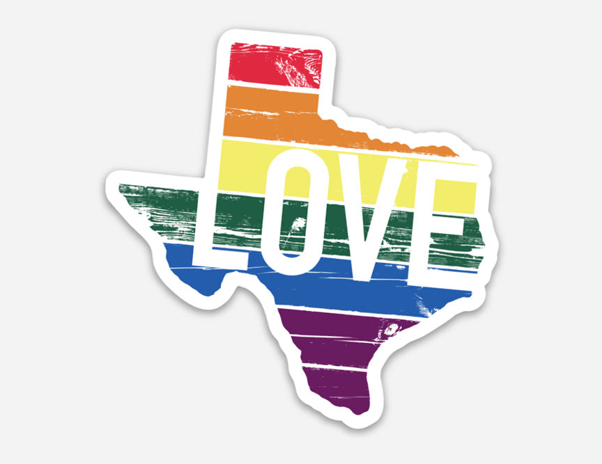 Texas Love Rainbow Pride Sticker by Gusto Graphic Tees