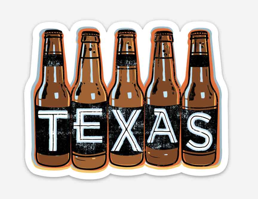 Texas Beer Bottle Sticker, vinyl sticker, texas sticker, texas graphic sticker, beer, sticker, texas beer, texas beer sticker