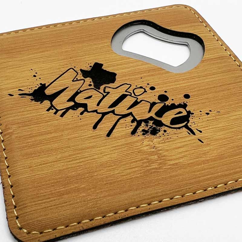 Texas Native Bamboo Leatherette Coaster with Bottle Opener