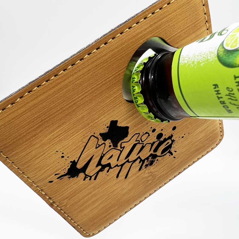 Texas Native Bamboo Leatherette Coaster with Bottle Opener