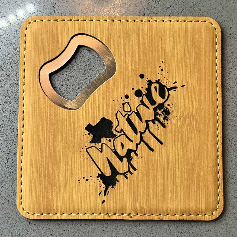 Texas Native Bamboo Leatherette Coaster with Bottle Opener