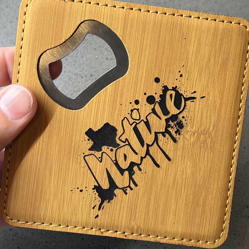 Texas Native Bamboo Leatherette Coaster with Bottle Opener