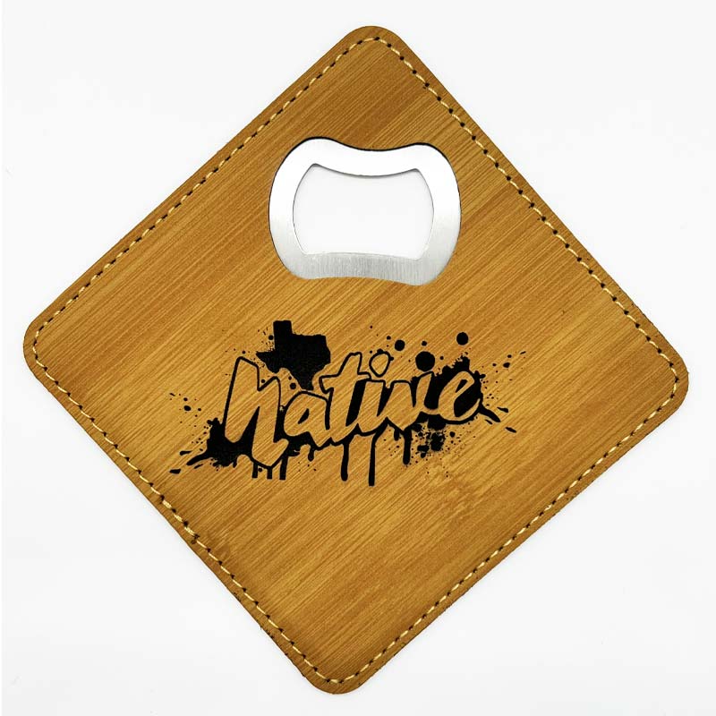 Texas Native Bamboo Leatherette Coaster with Bottle Opener