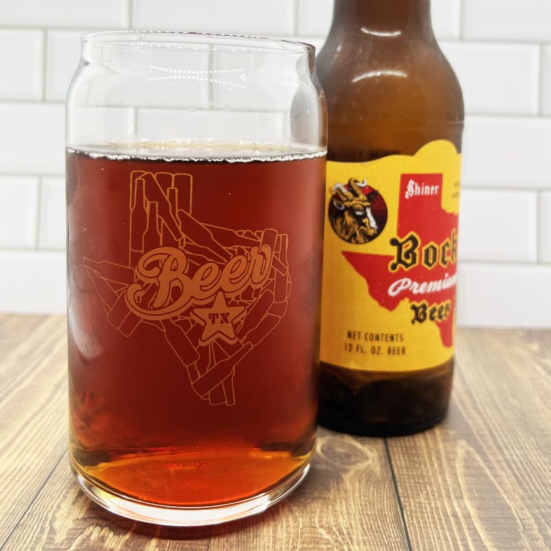 Texas Bottle State 16oz Can Glass, Texas Beer, Pint Glass, Can Pint Glass