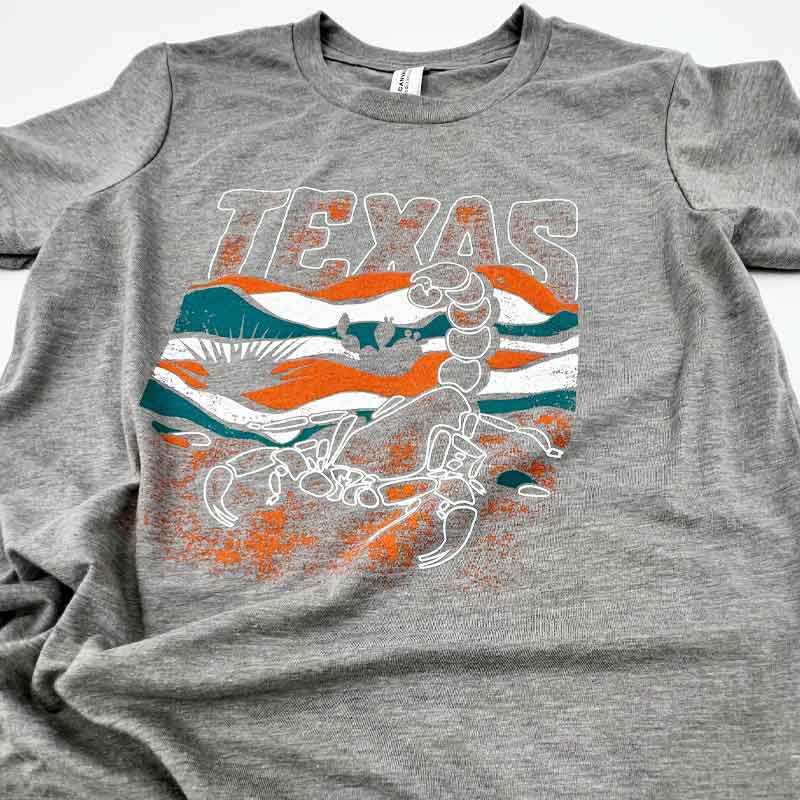 Texas Scorpion Youth T-shirt, Bella+Canvas 3413Y Athletic Grey, Texas Scorpion Youth T-shirt