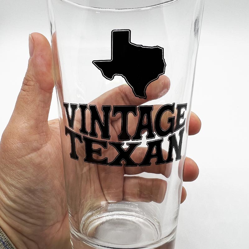 Vintage Texan 16oz Pint Glass, Texas Beer, Pint Glass, Drinkware