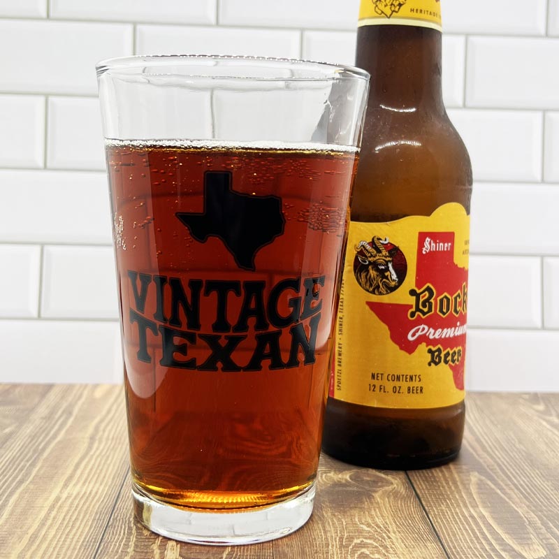 Vintage Texan 16oz Pint Glass, Texas Beer, Pint Glass, Drinkware