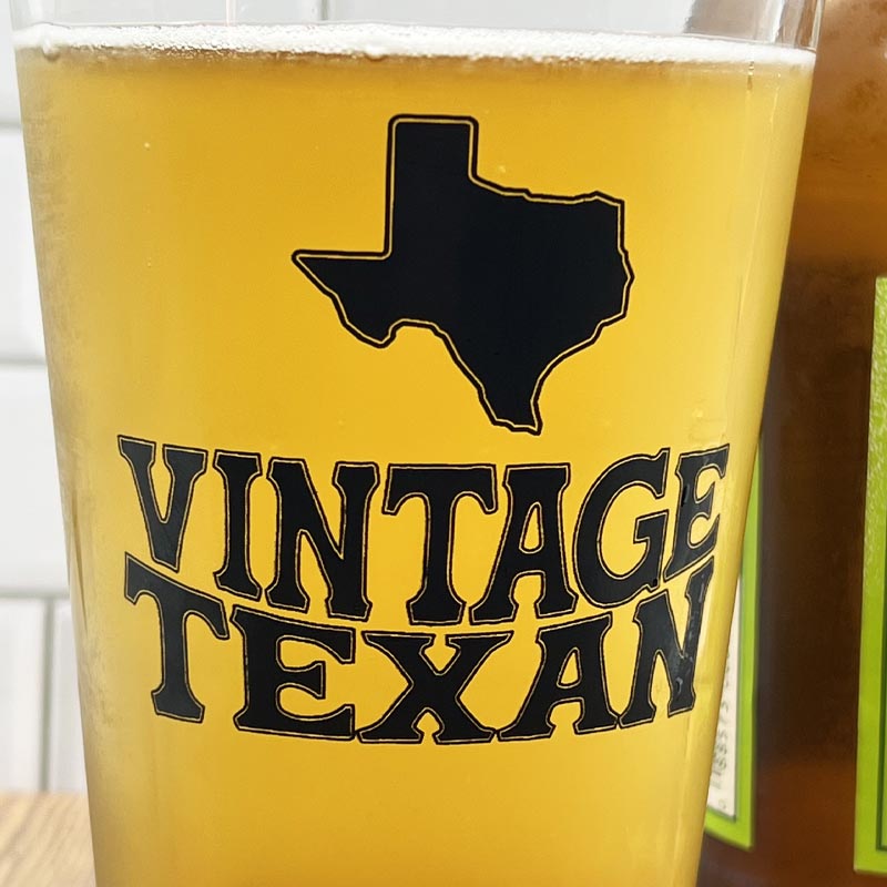 Vintage Texan 16oz Pint Glass, Texas Beer, Pint Glass, Drinkware