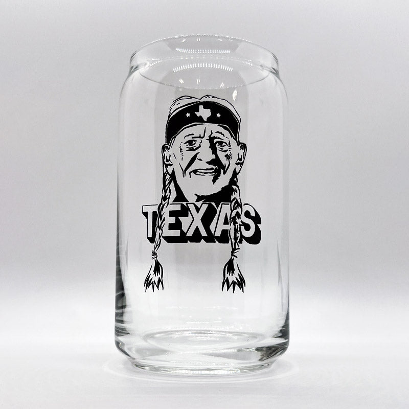 Texas Willie Nelson 16oz Can Glass, pint glass shaped like a soda can