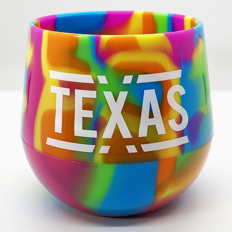 Texas silicone wine glass, stemless silicone wine glass, texas wine glass, texas wine, hippie hops wine glass, siliipint wine glass